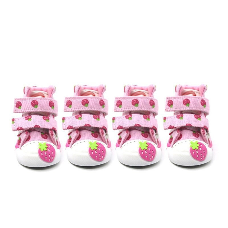 4pcs/set Pet Dogs Shoes for samll dogs Autumn Winter Outdoor Warm Anti-Slip Snow Boots Breathable Casual Puppy Canvas Sn