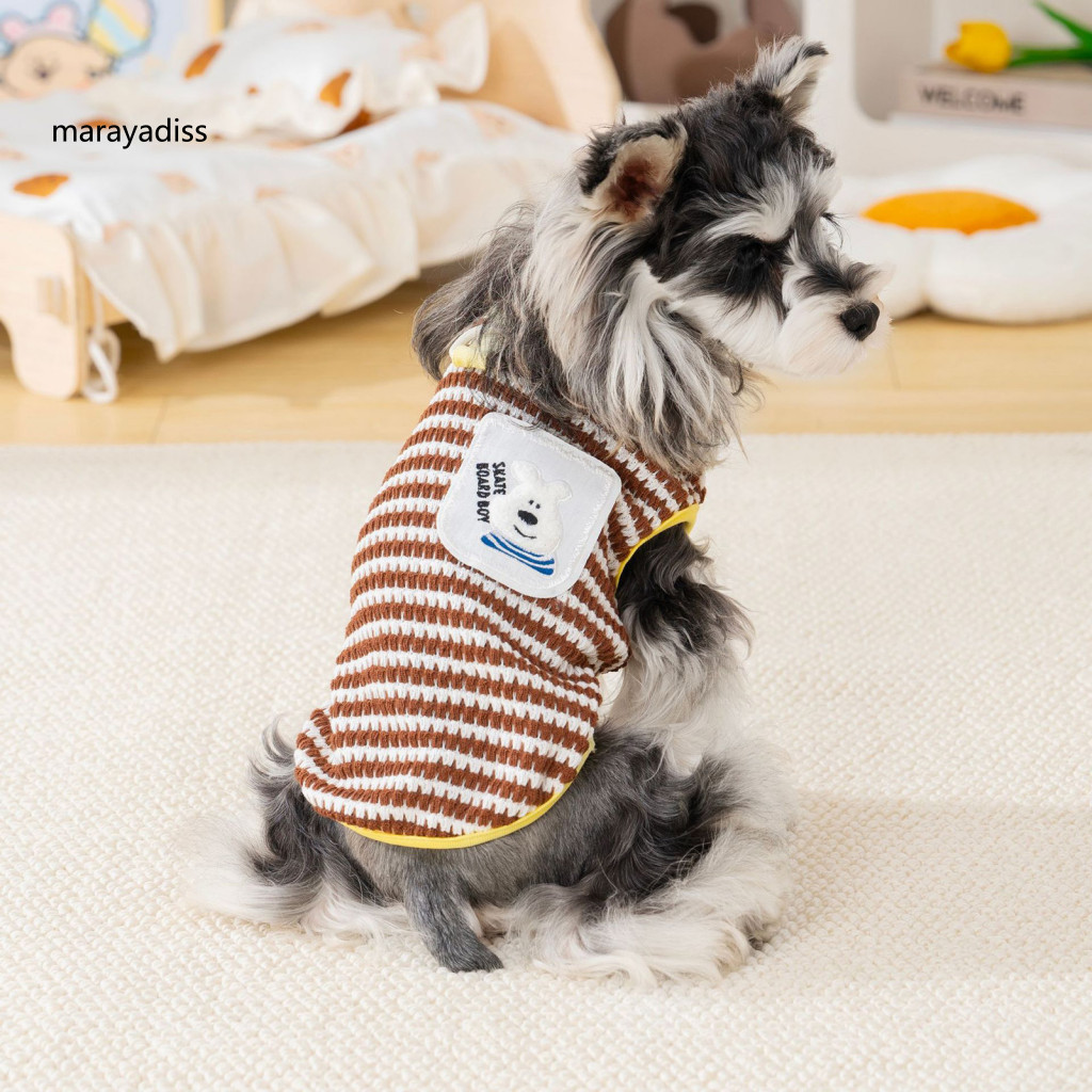 Loose Dog Shirt Summer Outfit Soft Breathable Printed Puppy Clothes with D-ring Lightweight Pullover T-shirt for Small a