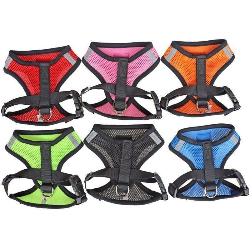 Nylon Dog Harness with Leash Mesh Breathable Kitten Cats Dog Harnesses Reflective Tape Adjustable Puppy Leash Nylon Harn