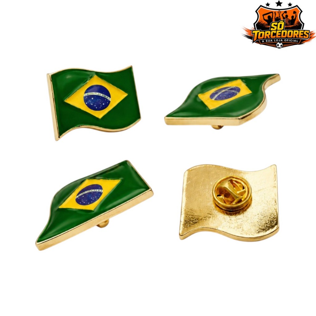 BOTON PIN  BRASIL OURO BANDEIRA PREMIUM