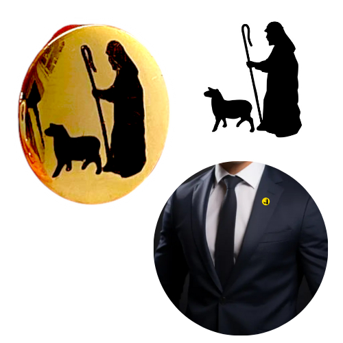 PIN Broche Ouro 18K Ancião Pastor com Ovelha