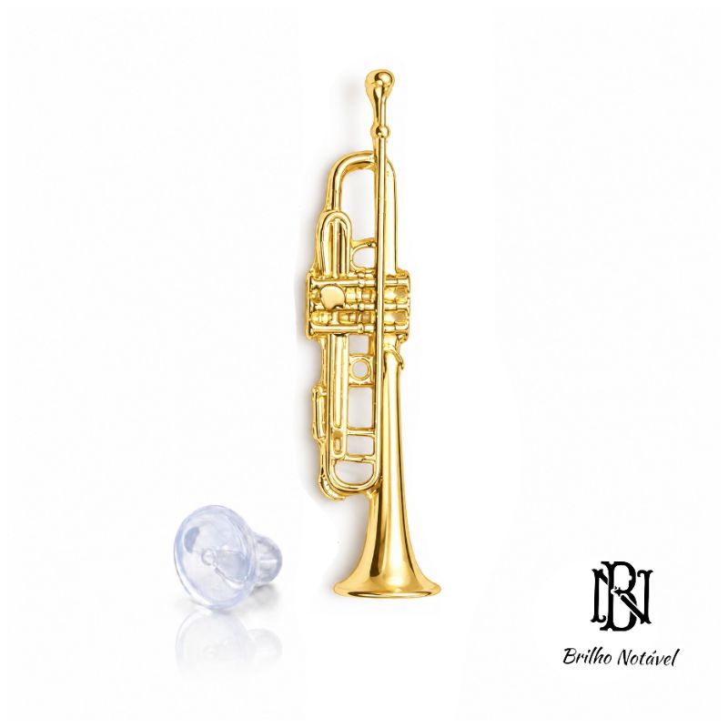 Broche trompete Premium com flash de ouro. + brinde.