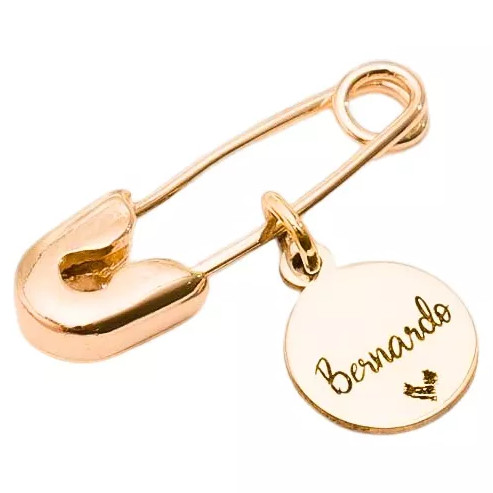 Alfinete Bebê Personalizado com Nome em Prata 925 Banhado a Ouro 18K | Presente para Maternidade, Chá de Bebê e Batizado