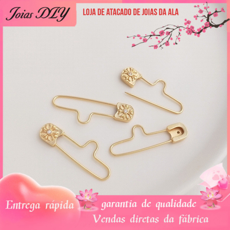 Retenção de cor 14K banhado a ouro único pino de zircônio fivela Universal pingente mudança broche DIY artesanal frisado
