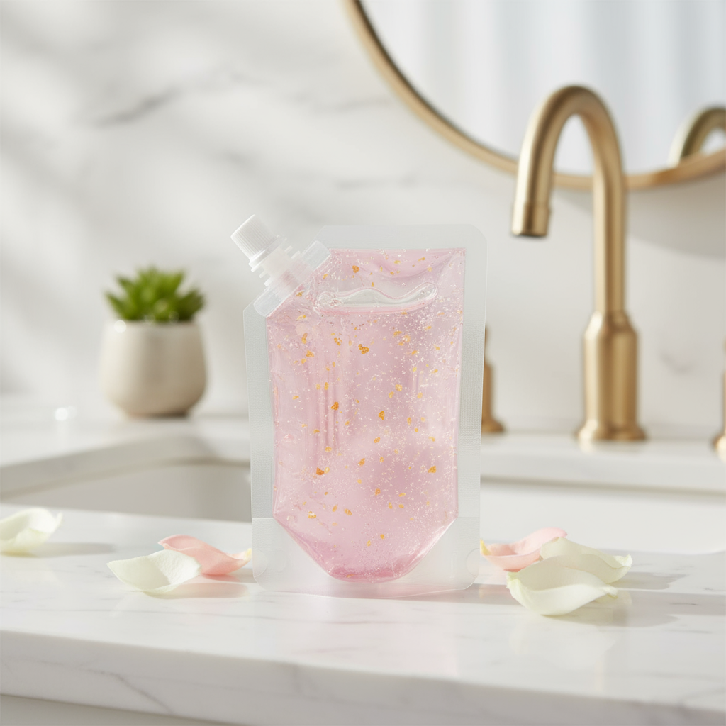 Lakerain Vegan, Base Rosa Brilho Labial DIY: Hidratante, Muda de Cor, Com Folha de Ouro