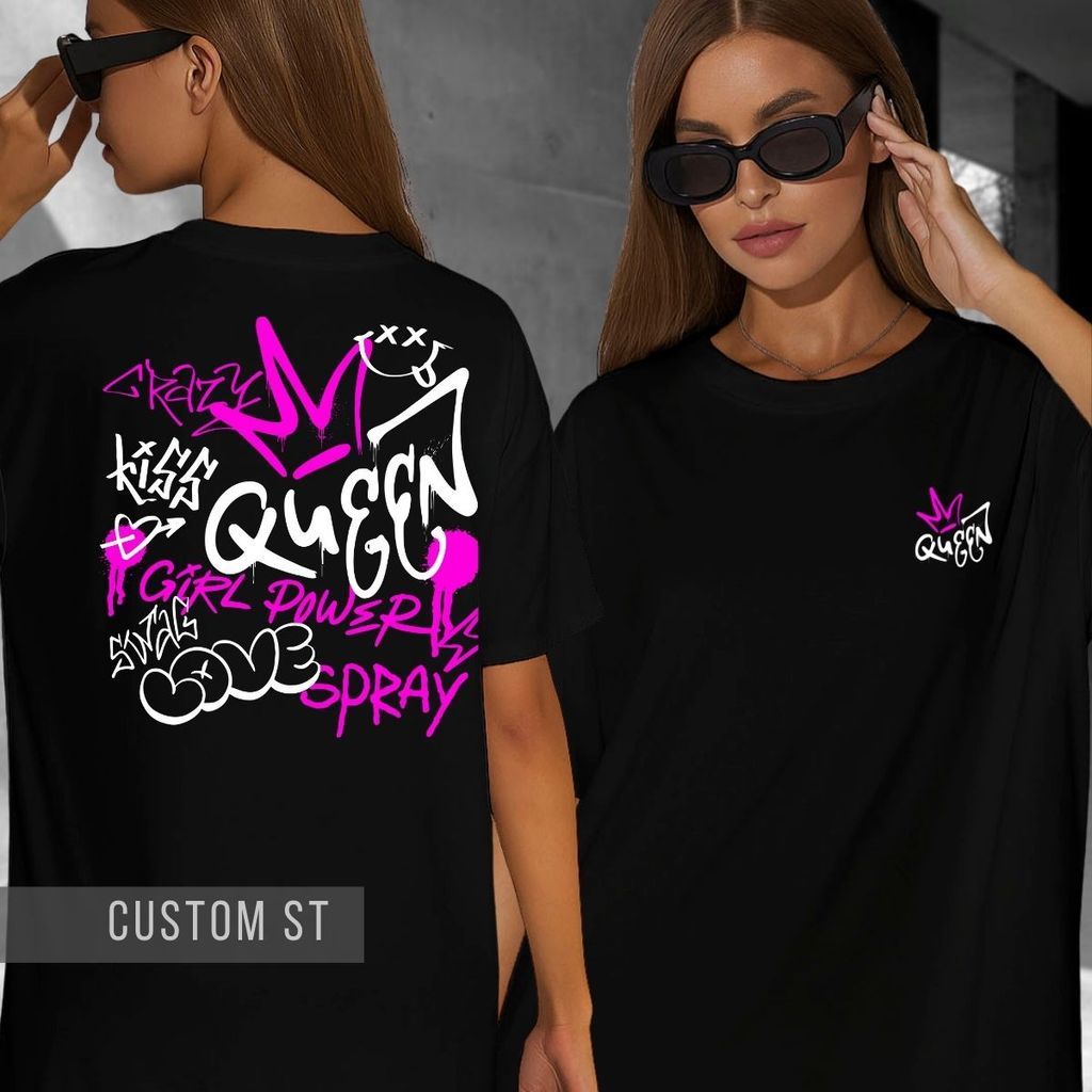 Camiseta Aesthetic Girl Power Graffiti Queen Crazy Streetwear Urban Fashion Moda Blogueira