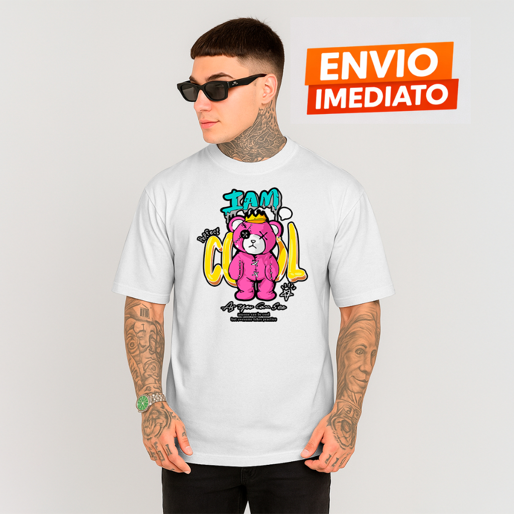 Camiseta Streetwear I AM COOL - Edição Bear Graffiti