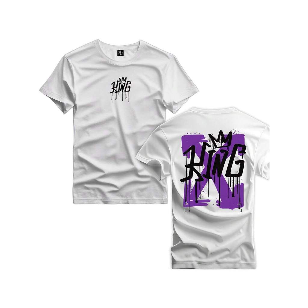 Camiseta Branca Estampa King Graffiti Streetwear Hip Hop