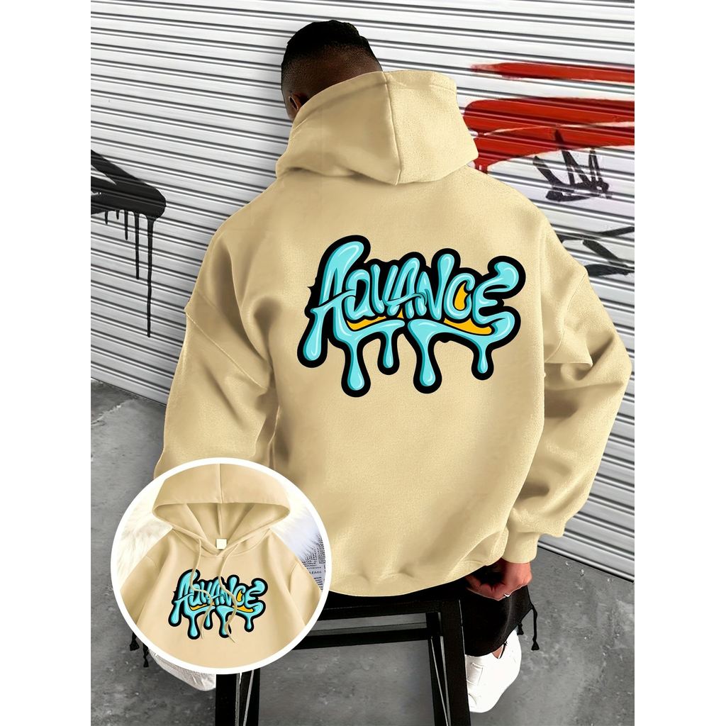 Moletom Masculino Streetwear Ganguru Capuz e Cordão Estampa de Graffiti Trendy, Perfeito para Uso Versátil
