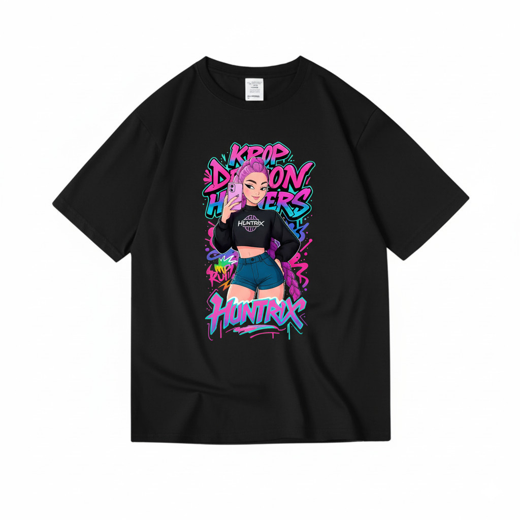 Camiseta K Pop Graffiti Menina Estilo Streetwear Divertida Estilosa Confortável Moda Casual