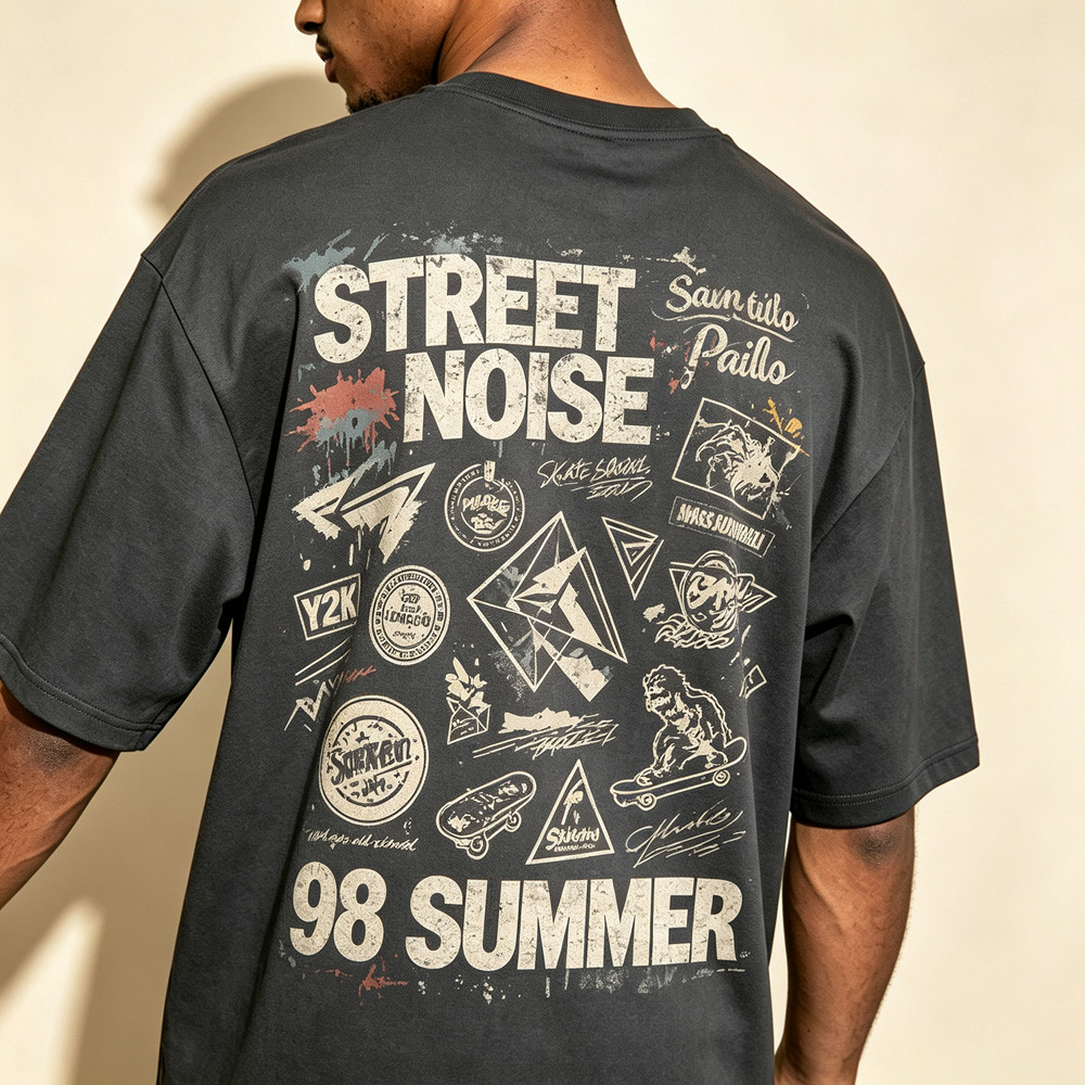 2026 Moda Masculina Solta Ajuste Gráfico Impresso T Camisa Na Estilo Graffiti Camiseta Verão Streetwear Legal Topo Estam