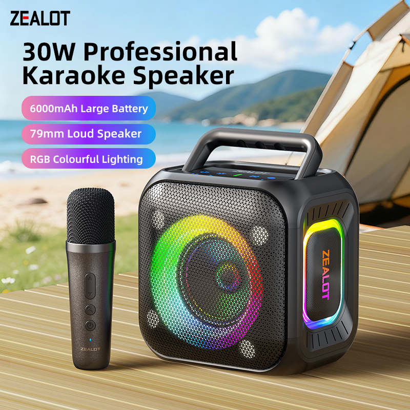 ZEALOT PT01 Alto-Falante Portátil KTV Bluetooth 30W Com Microfone Sem Fio TWS Estéreo
