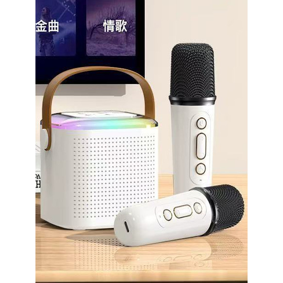 Novo k música alto-falante Bluetooth cantando microfone de áudio microfone integrado sem fio família ktv