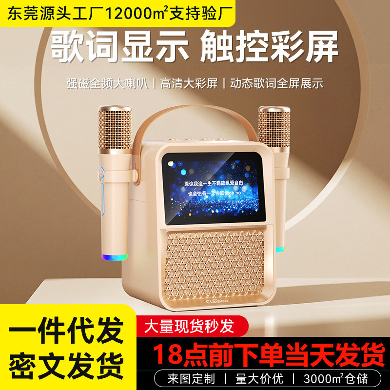 2026 novo estilo letras áudio família ktv alto-falante Bluetooth cantando k karaokê Display microfone integrado