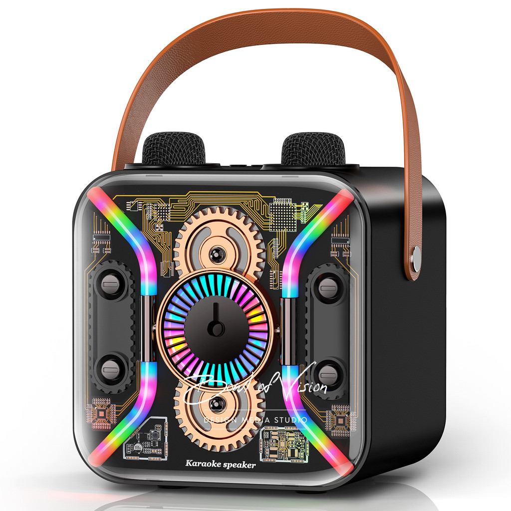 Novo Mecha sem fio Bluetooth alto-falante K música microfone de áudio doméstico ao ar livre pequena família pacote KTV