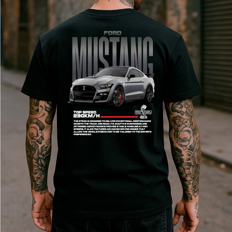 Camiseta Mustang Mach 1 Potência e Estilo e Paixão por Velocidade Camisa de Algodão 100% 30.1 Street