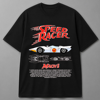 Camiseta Speed Racer Blueprint Carro Mach 5 Desenho Antigo Retrô Frente Costas Feminino Masculino Unissex