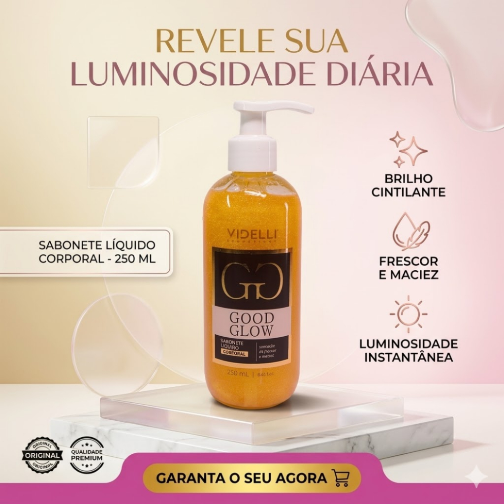 Sabonete Líquido Corporal Good Glow 250ml - Fragrância Amêndoa e Café Forbelle Professional