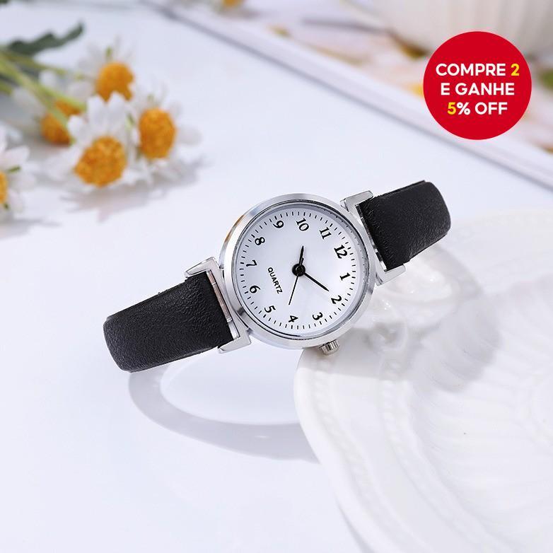 Novo relógio de quartzo feminino elegante com display digital minimalista - Pulseira de couro slim para uso em exames
