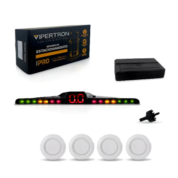 Vipertron - Sensor De Estacionamento Slim 18mm Com Display Branco - VP13.003.