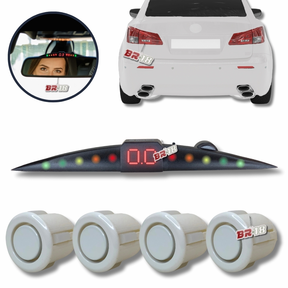 Sensor Estacionamento Re Branco Com Display Slim Led