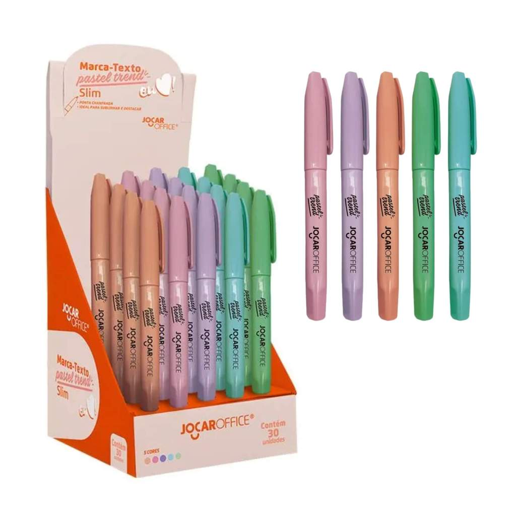 Marca-Texto Slim Pastel Display C/30 Und Jocar Office Leonora - 94109
