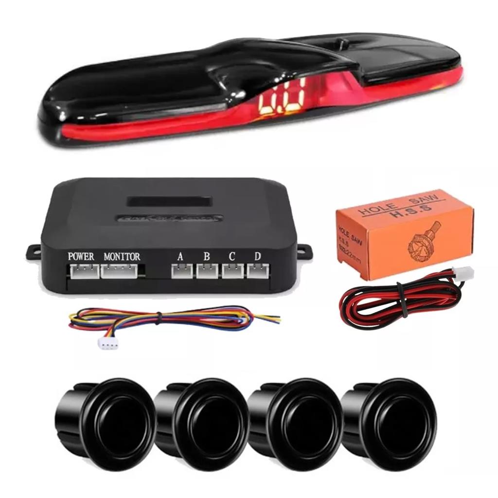 Kit Sensor Estacionamento Re Display Lcd Led Slim Preto