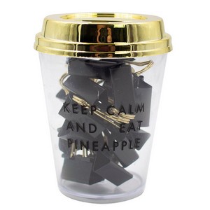 Cup Imantado Com Prendedor De Papel (binder) Preto E Dourado