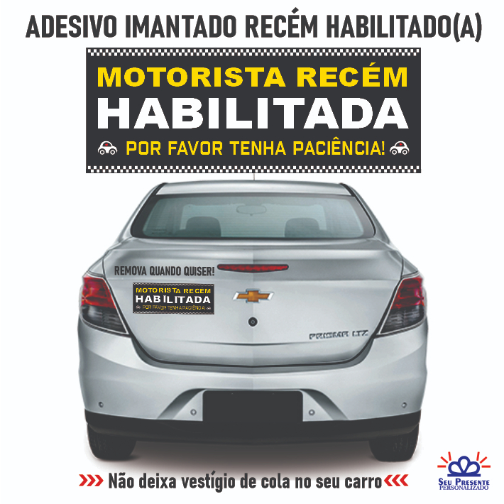 Adesivo Recém Habilitada Imantado fundo Preto