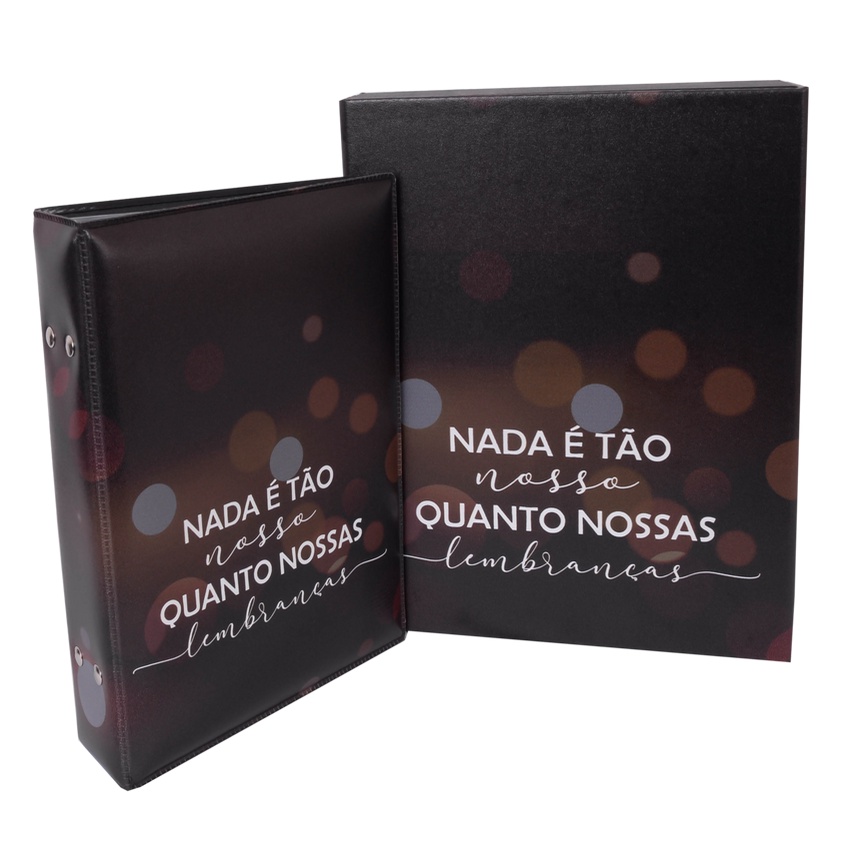 Estojo Imantado com Álbum para 100 Fotos 15x21 - LEMBRANÇAS Viagens Preto Adulto