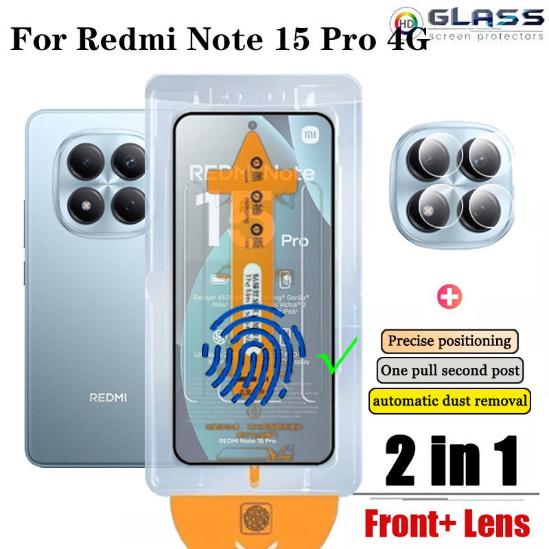 Para Redmi Nota 15 Pro 4G 2 Em 1 HD Protetor De Tela De Vidro Temperado Com Um Clique Lente Da Câmera Flim Filme De Prot