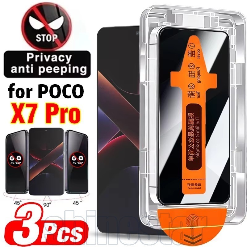 3-1 Conjuntos De Vidro Temperado Anti-Espionagem Para Telefone-Xiaomi Poco X7Pro-Flim Protetor De Celular-Tela Resistent