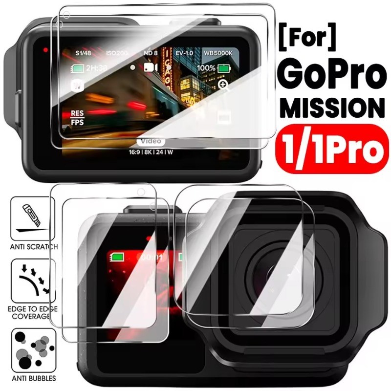 4-1 Conjuntos De Vidro Temperado Para Tela De Câmera-Flim Capa Protetora Acessórios GoPro MISSION 1-Protetor De