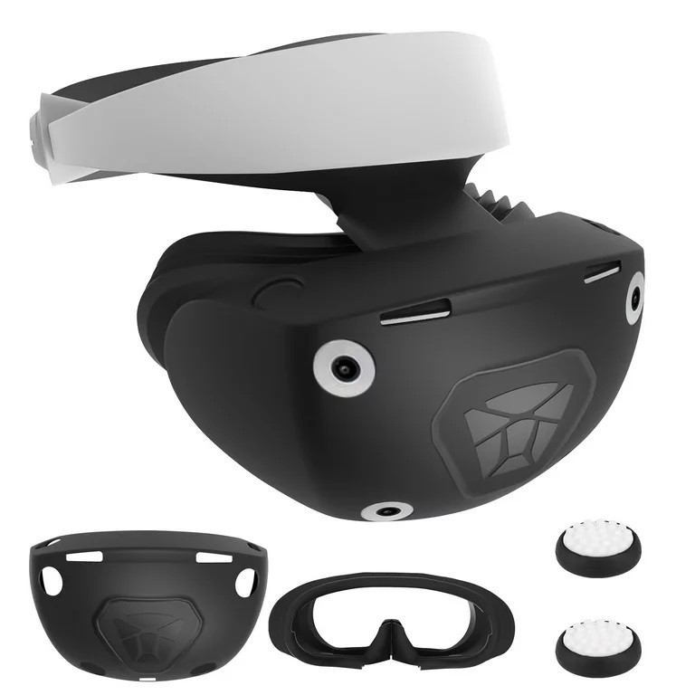 Capa Protetora + Capa Silicone 2 Caps Para PlayStation VR2 PSVR2 Preta