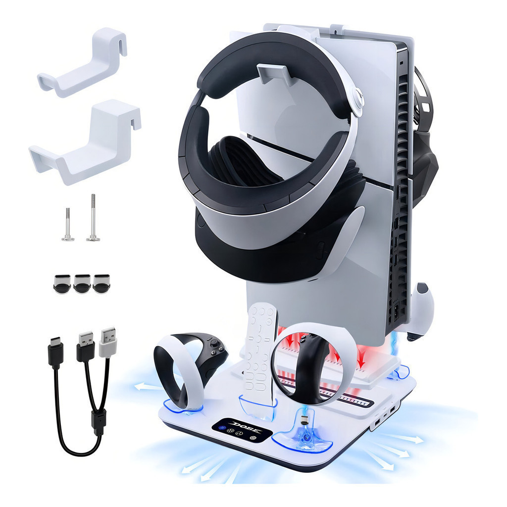 Carregador Ps5 Slim Dock 4 Portas Dobe Usb Vr2 Base Cooler P5-3550T