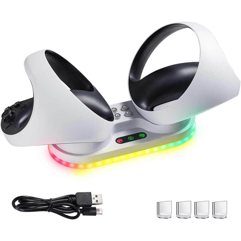 Carregador Suporte Dock Led Para Controle Oculos Playstation PS VR2 Sense Branco