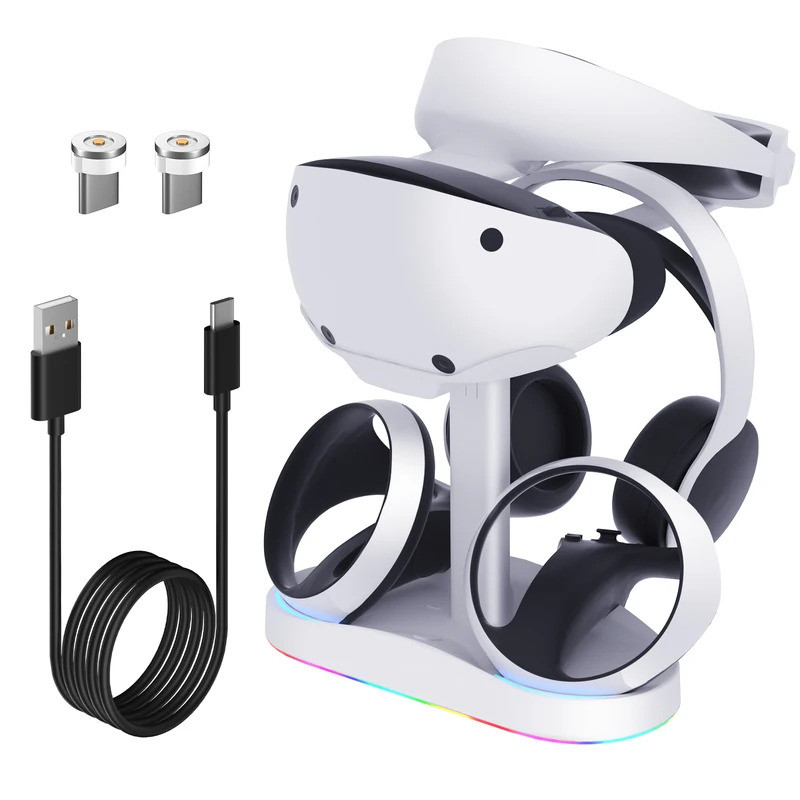 Base de Carregamento para Controles PS5 VR2 com Suporte para Headset VR e Suporte de Exibição, Carregador de Controles P