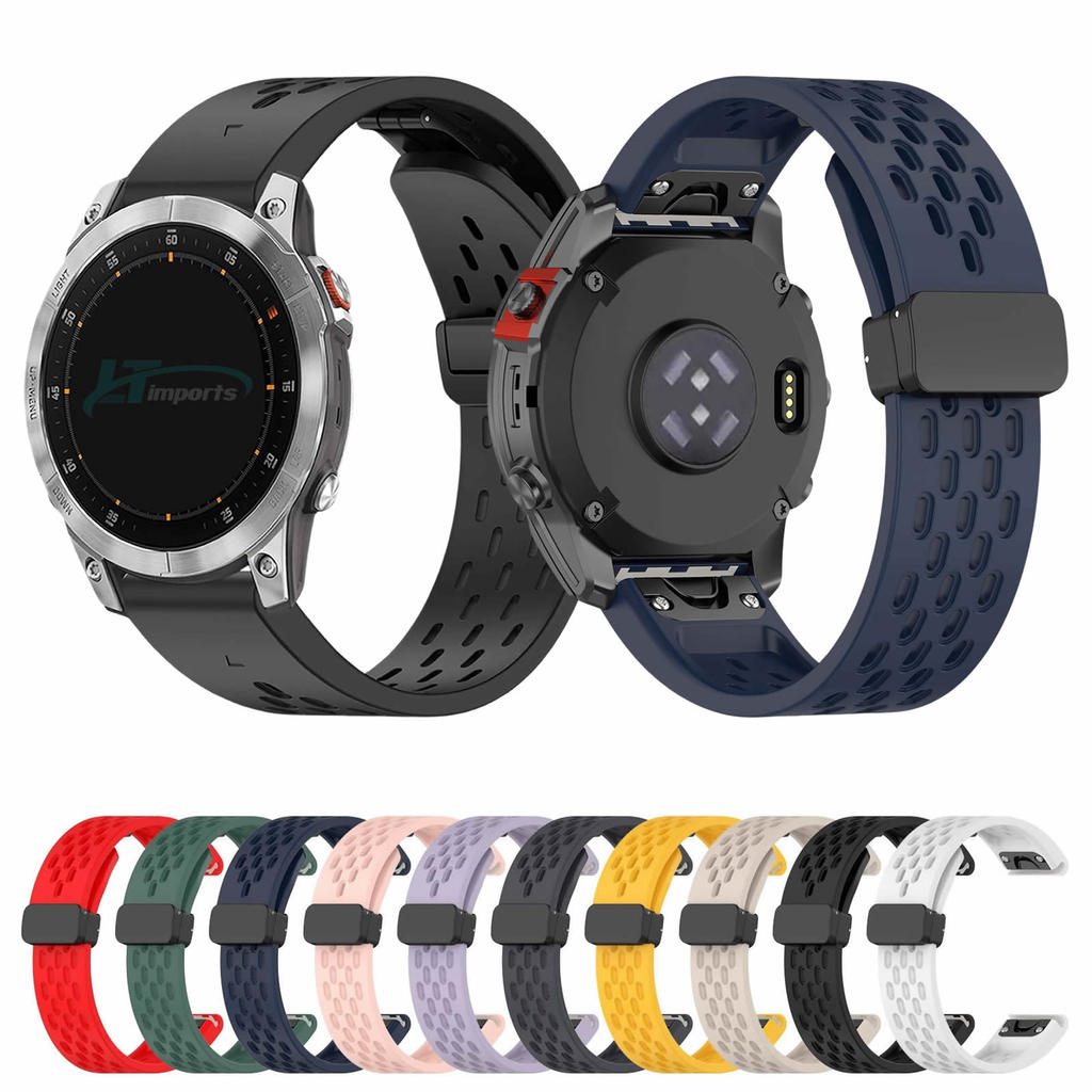 Pulseira Silicone Sport Fecho Magnético LTIMPORTS para Garmin Fenix 8 43mm e Fenix 7S, 6S, 5S de 42mm (QuickFit 20mm)