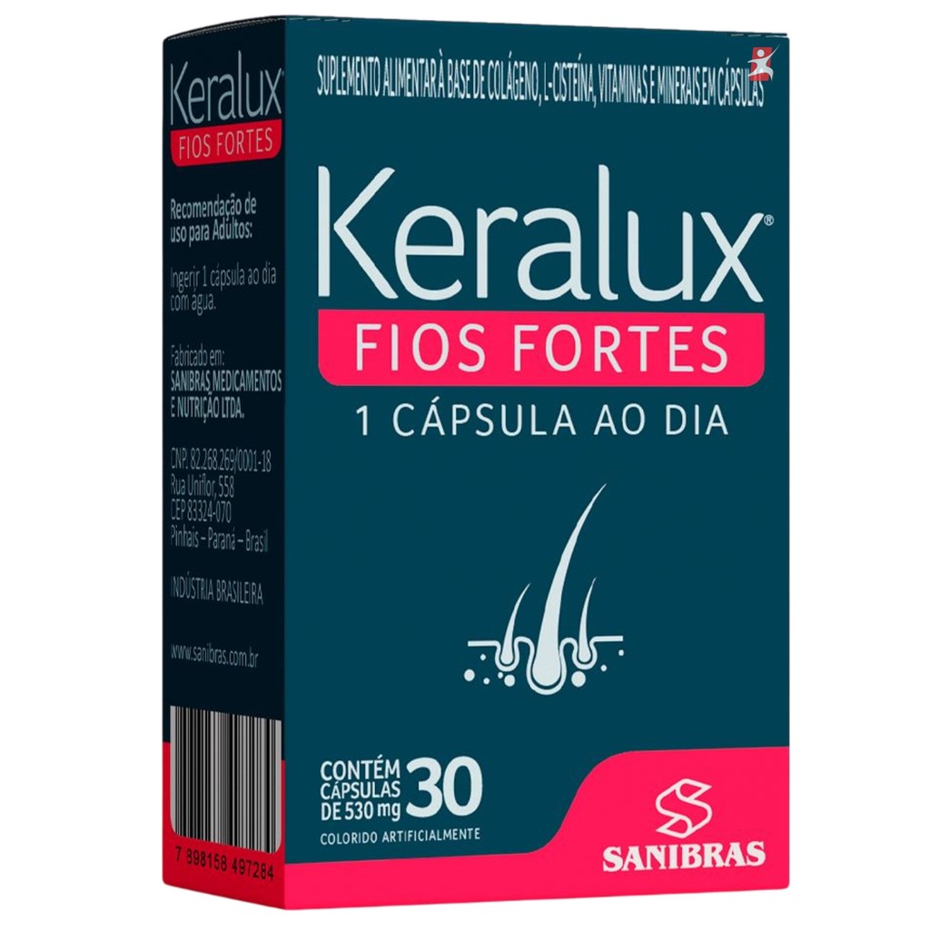 KERALUX FIOS FORTES CABELO PELE E UNHA 30 CAPSULAS - SANIBRAS