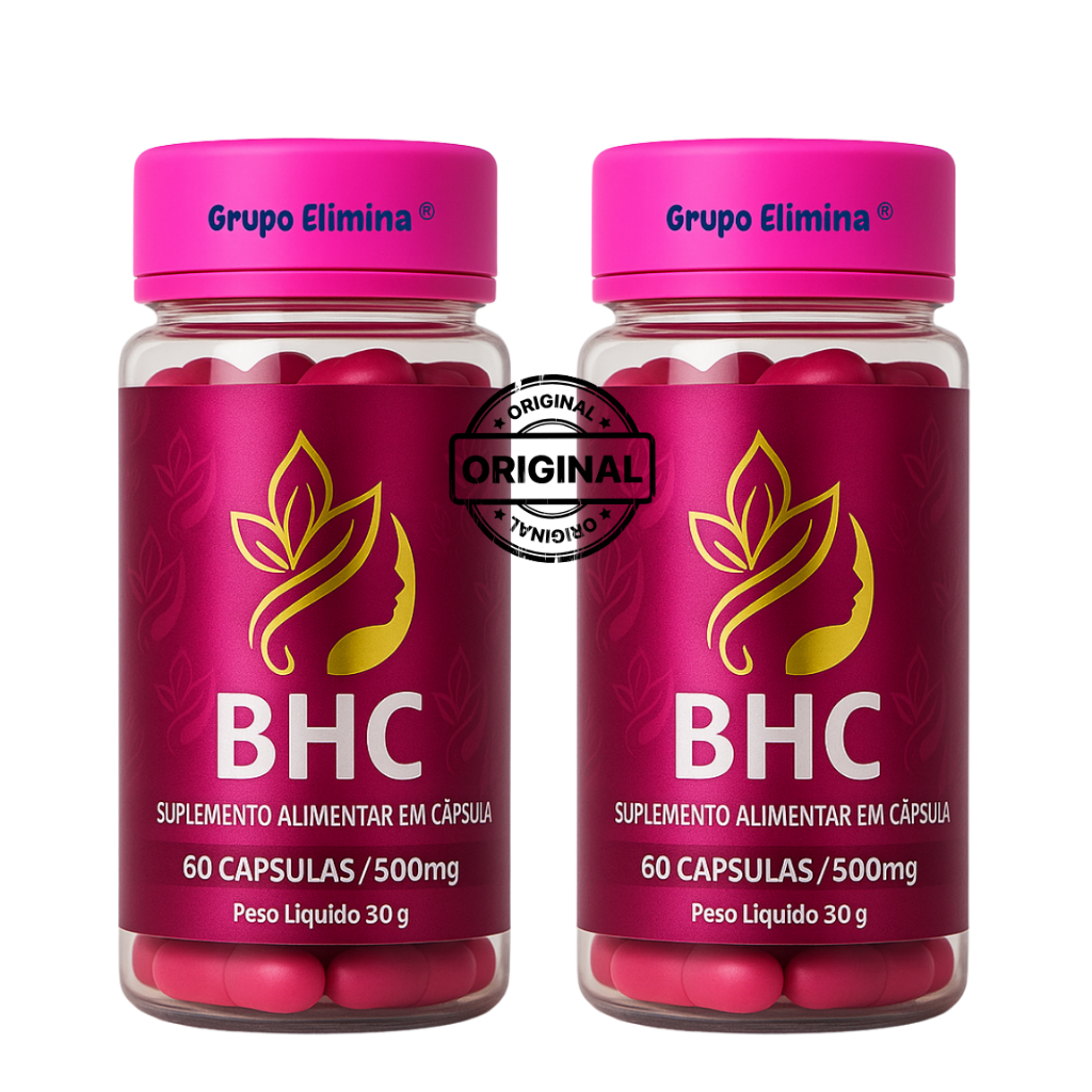 Kit 2 Suplementos BHC Crescimento Capilar Original 60 cápsulas Combate Queda ,Cabelos Fortes