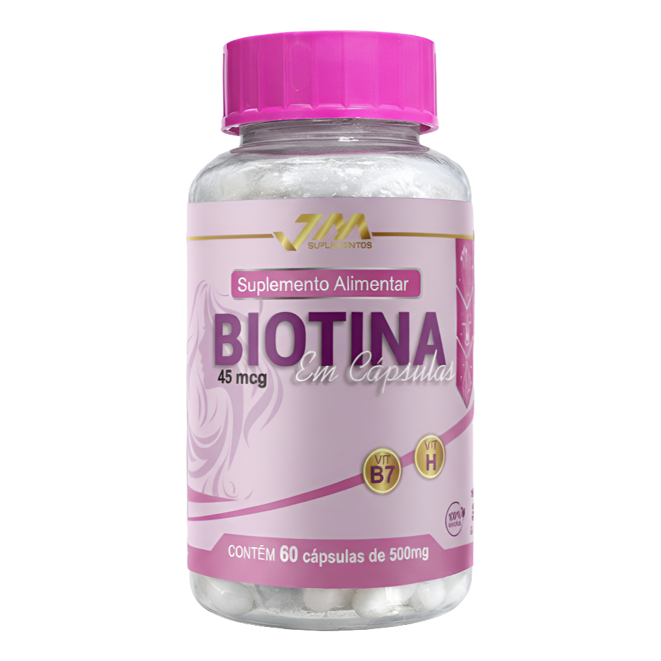 Biotina Original Cabelos e Unhas Fortes 60 Cápsulas 500mg - Jmsuplementos