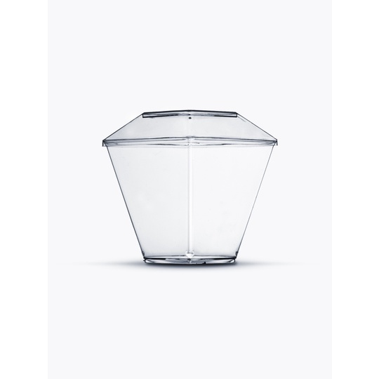 Copo Pic 101 e 151 Quadrado Acrilico Transparente Liso com Tampa, 100ml ou 150ml c/10 unidades Plastilânia.