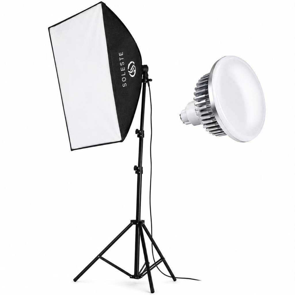 Softbox 50x70  Lampada 150w + Tripé 2,10m Estúdio Fotografia Iluminação Bocal E27 Tela Difusora