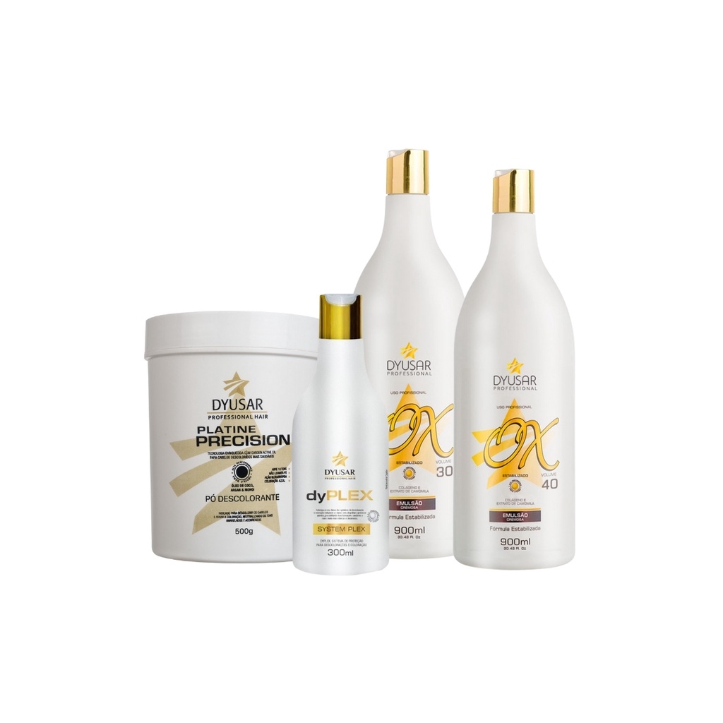 Kit Coloração Profissional Pó Descolorante Azul 2 Ox e Plex
