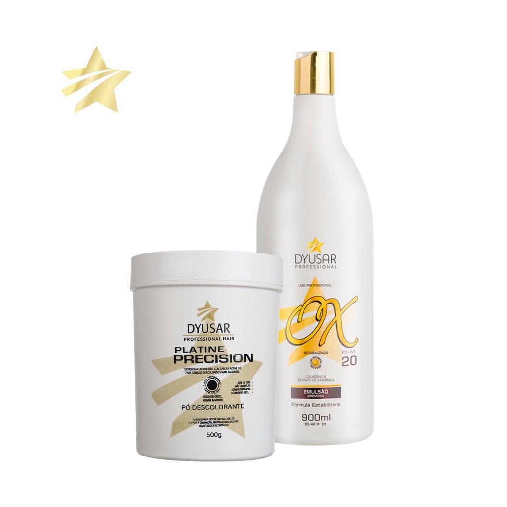 Kit Descoloração Profissional Pó Descolorante Azul 500 g e Oxidante  20 Volumes