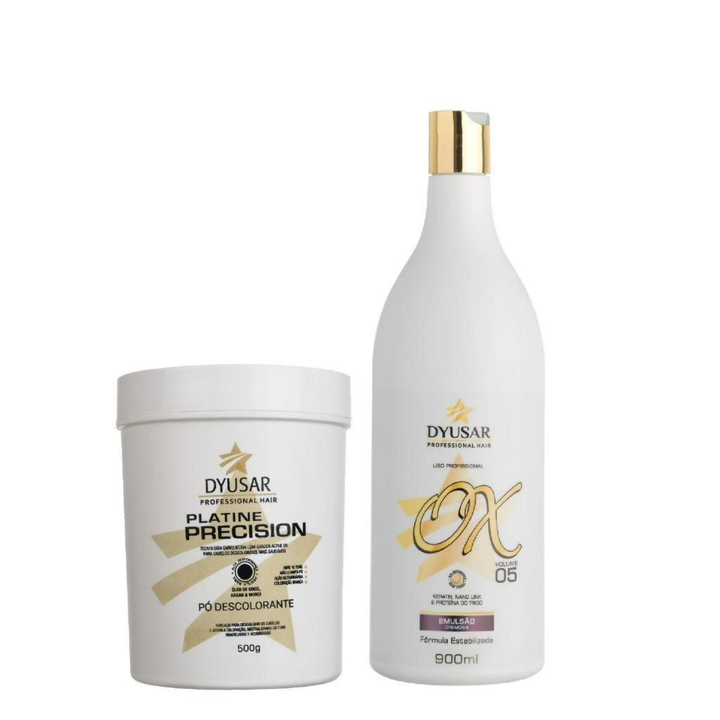 kit Pó Descolorante Platinado Profissional Platine P. Blue + OX 5 Volumes DYUSAR