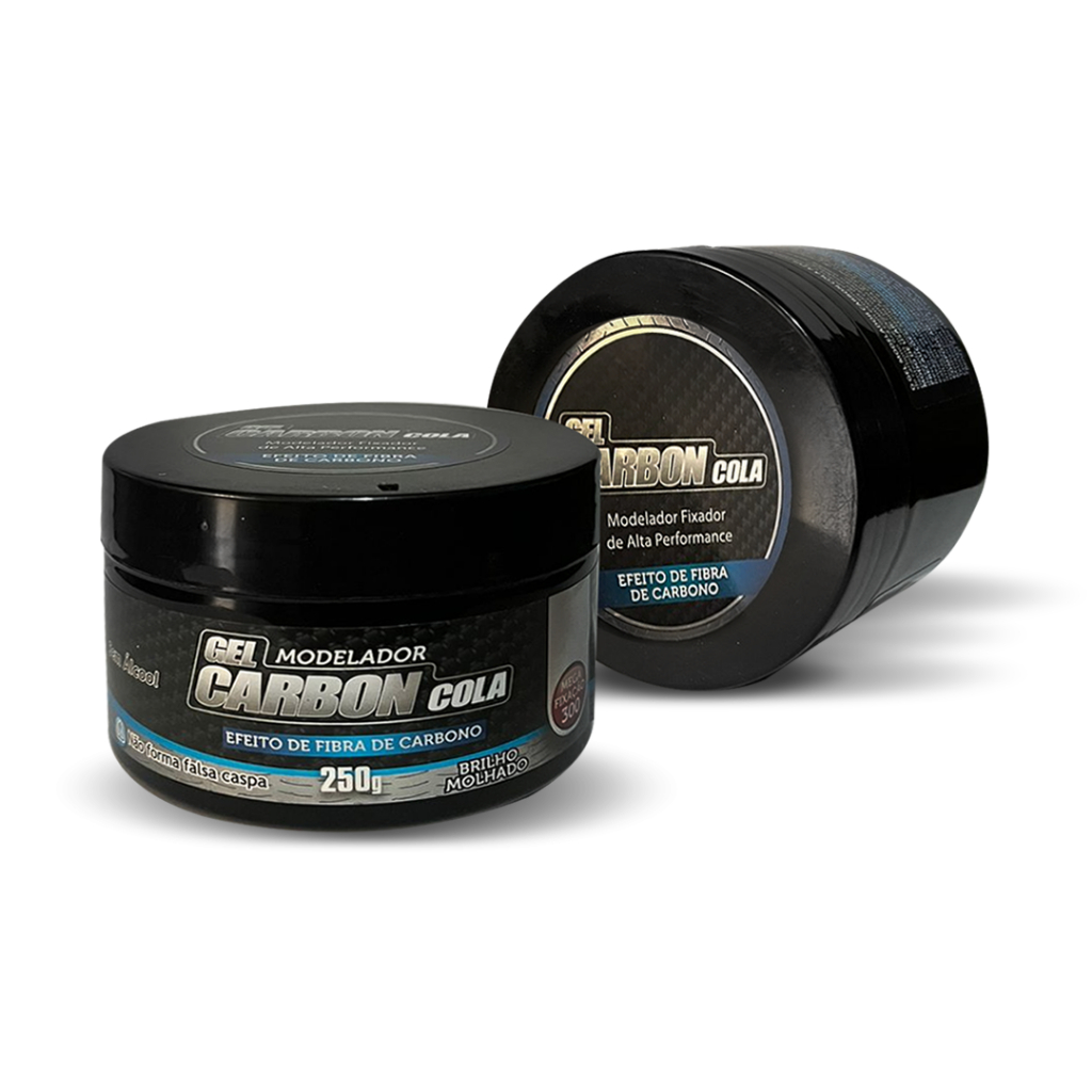 Kit Com 2 Gel Modelador Profissional Super Fização Carbon Cola 250G Azul Brilho Molhado