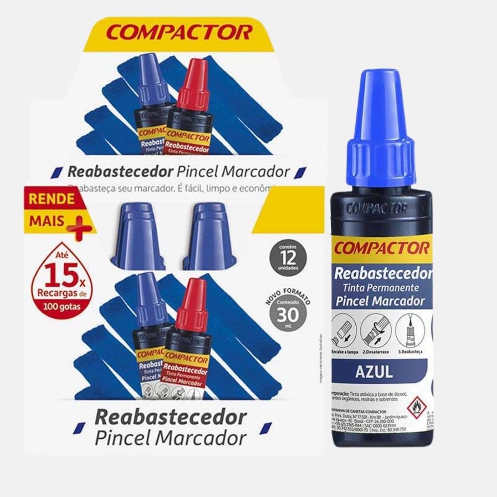 KIT PARA CARTAZ TINTA E MARCADOR SUPER PINCEL AZUL GROSSO COMPACTOR USO ARTISTICO E PROFISSIONAL