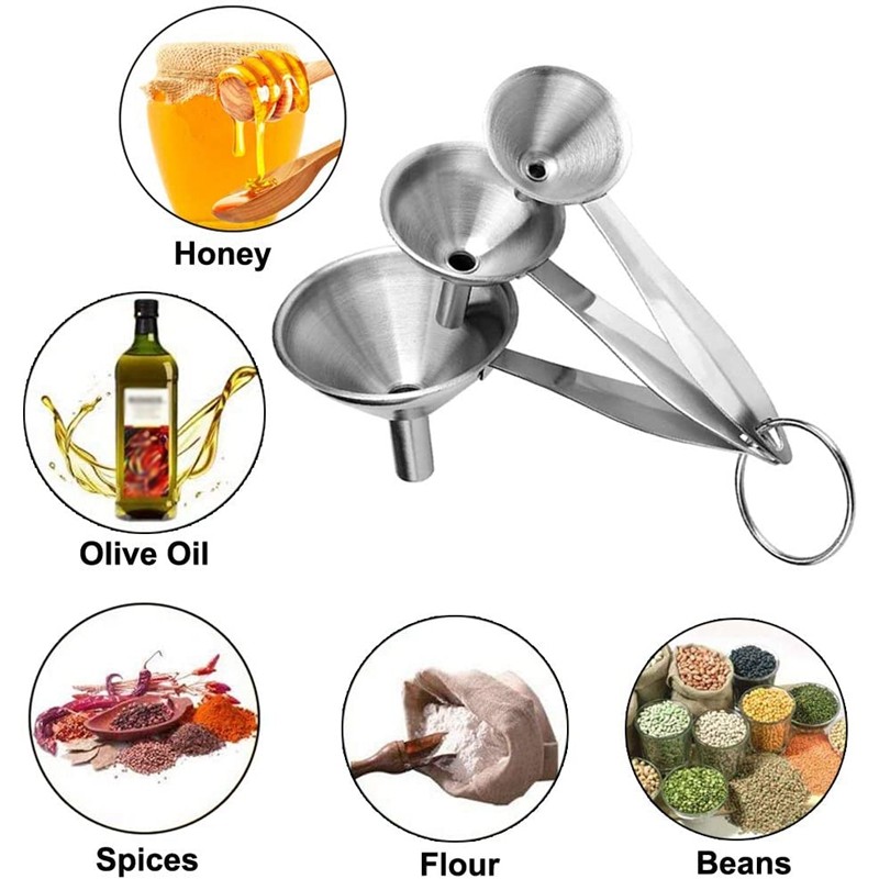 Funis De Metal Para Encher Garrafas Conjunto De Funil De Cozinha De Aço Inoxidável Transferir Óleo , Perfume , Pó (2 Con