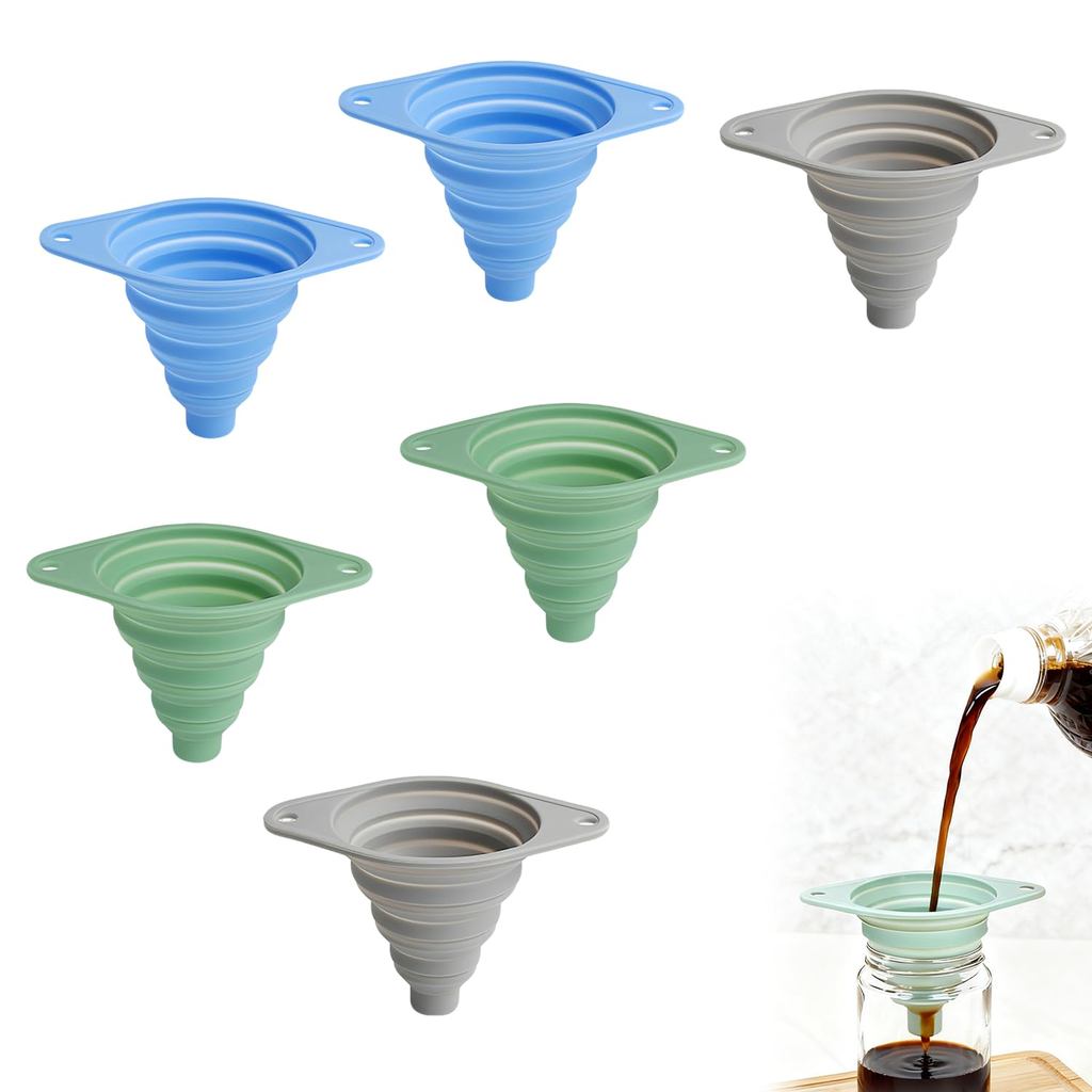 Conjunto de 3 funis de cozinha, funis dobráveis de silicone de qualidade alimentar, funis pequenos para encher garrafas